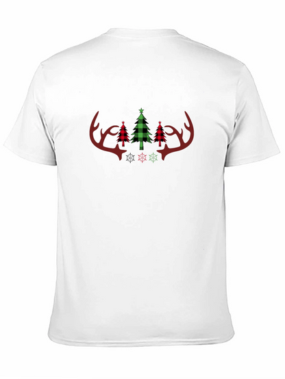 Festive Plaid Christmas Antler Tee