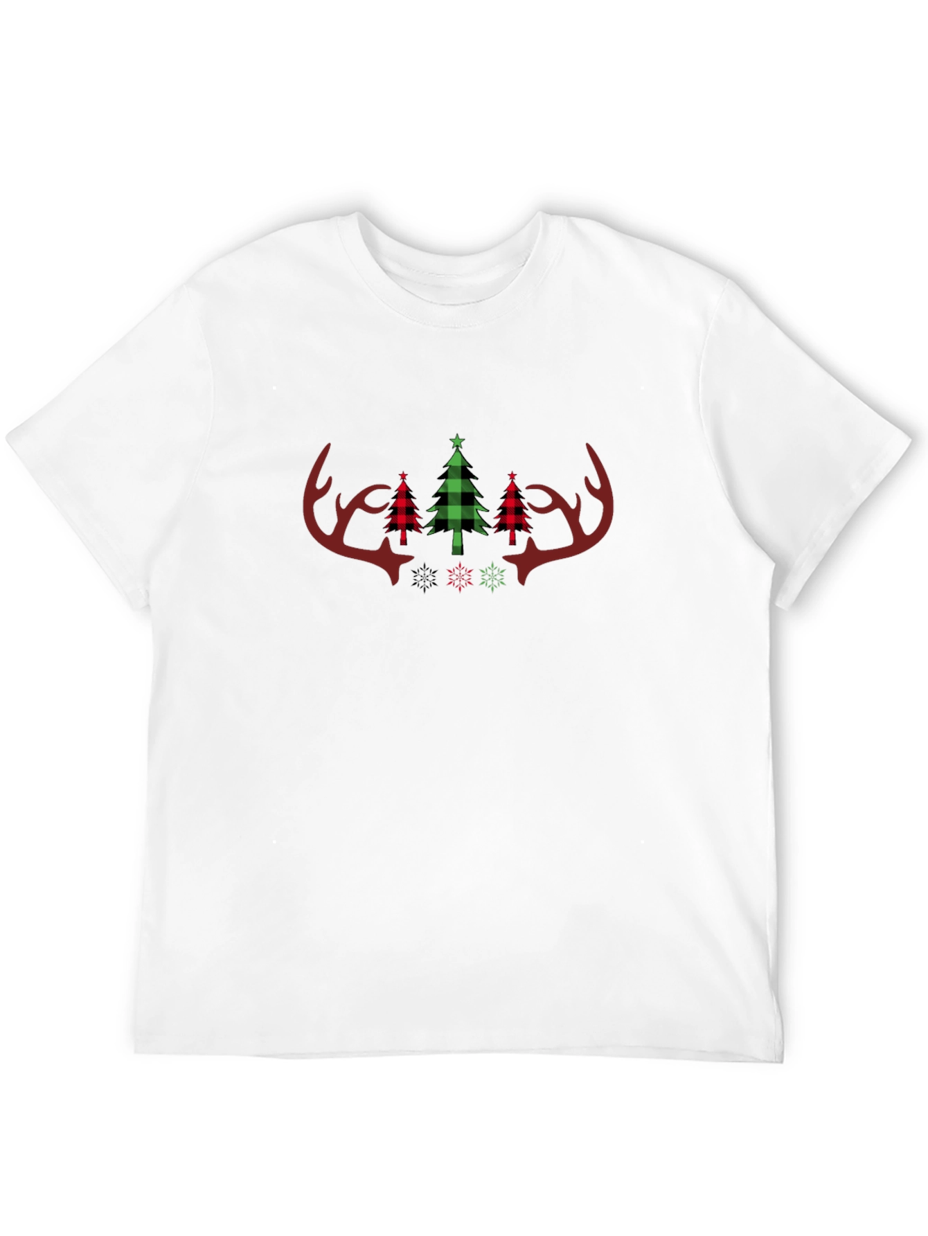 Festive Plaid Christmas Antler Tee