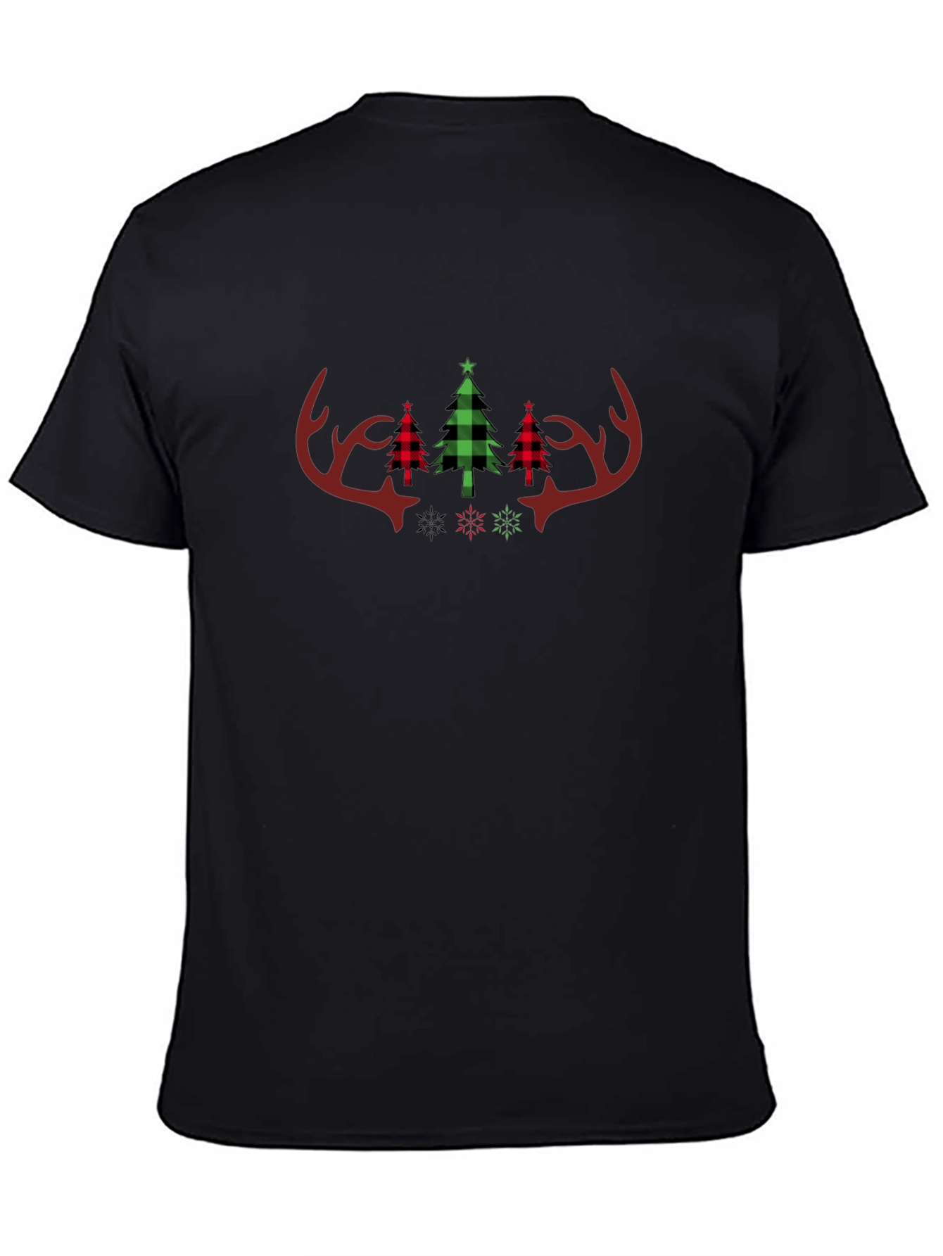 Festive Plaid Christmas Antler Tee