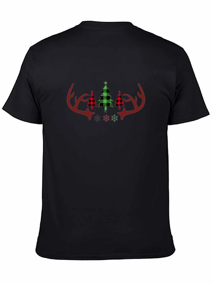 Festive Plaid Christmas Antler Tee