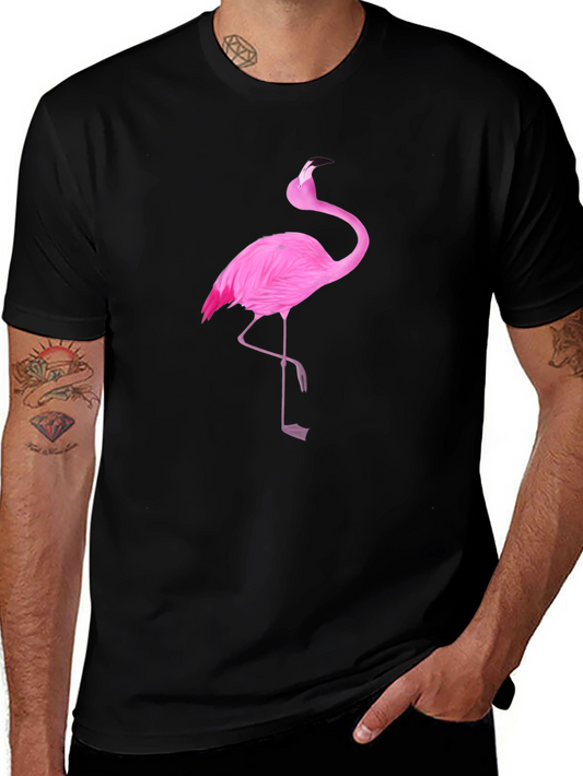 Pink Flamingo Graphic Black T-Shirt