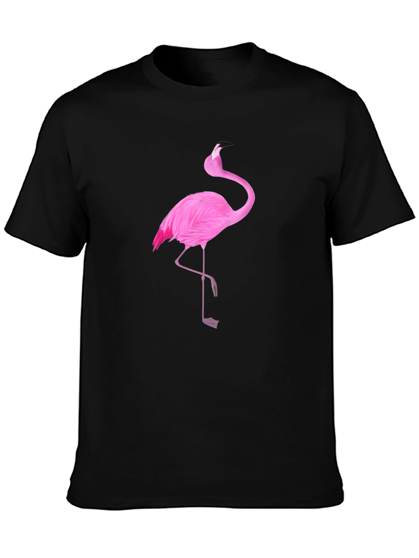 Pink Flamingo Graphic Black T-Shirt