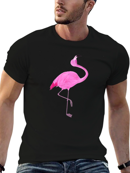 Pink Flamingo Graphic Black T-Shirt