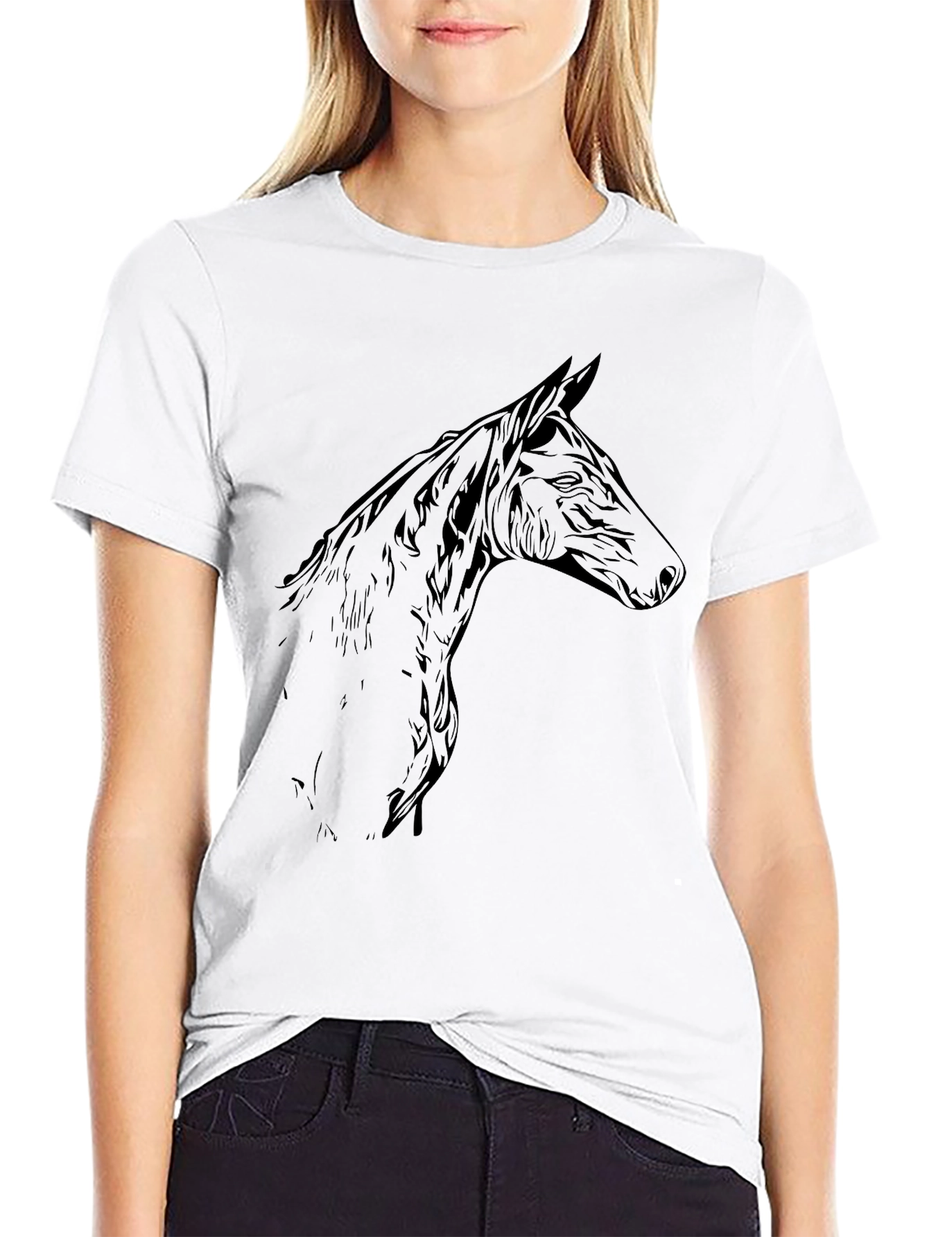 Horse Head Graphic Tee - Mens Black T-Shirt