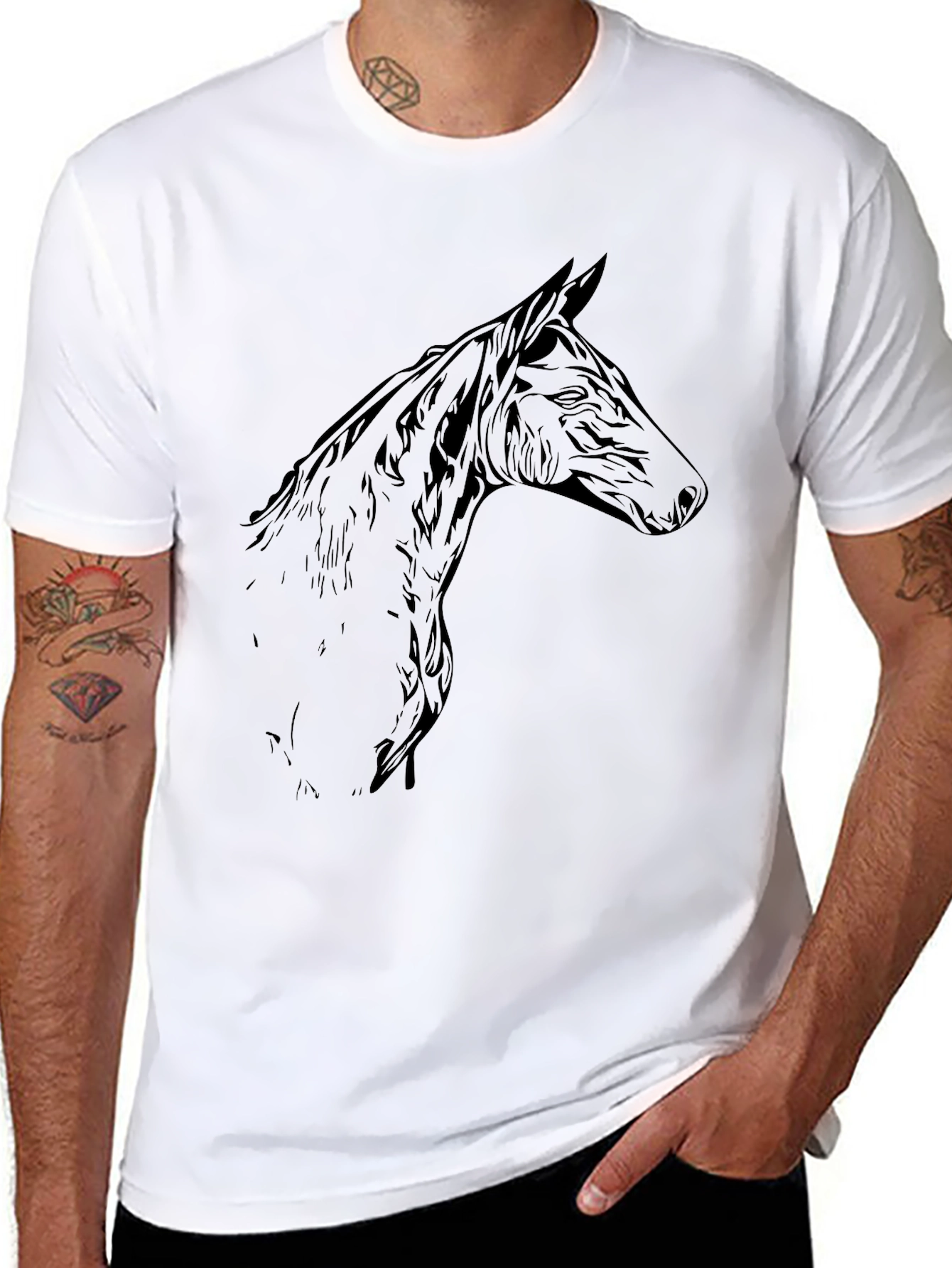 Horse Head Graphic Tee - Mens Black T-Shirt