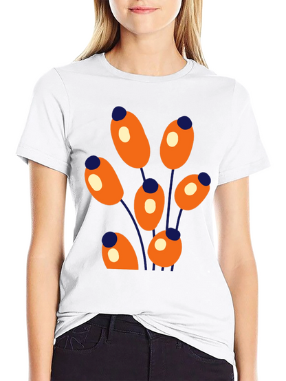 Abstract Floral Graphic Print Crew Neck T-Shirt