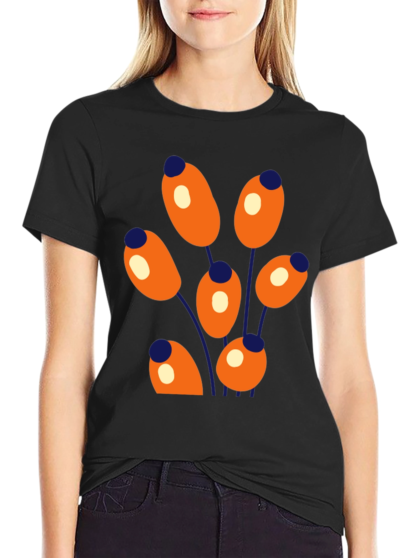 Abstract Floral Graphic Print Crew Neck T-Shirt