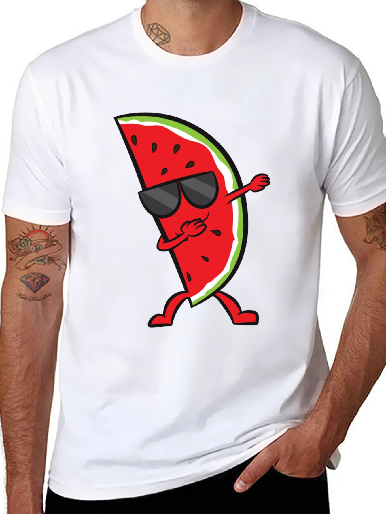 Dabbing Watermelon Graphic Tee - Summer Fun Shirt