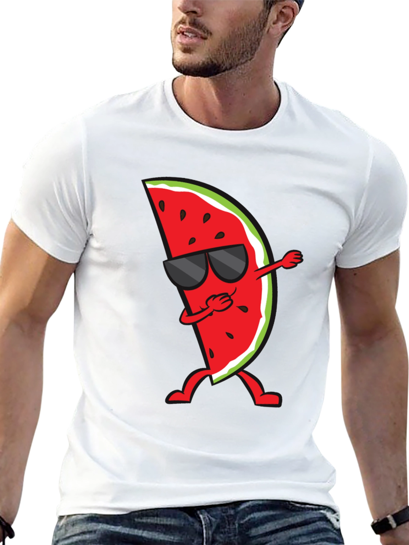 Dabbing Watermelon Graphic Tee - Summer Fun Shirt