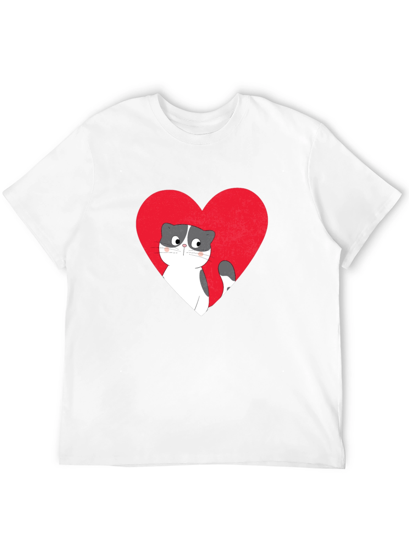 Heart Cat Graphic Tee - Black