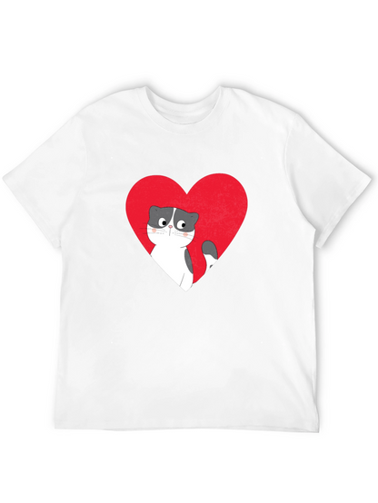 Heart Cat Graphic Tee - Black