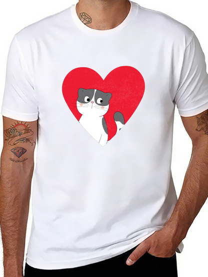Heart Cat Graphic Tee - Black