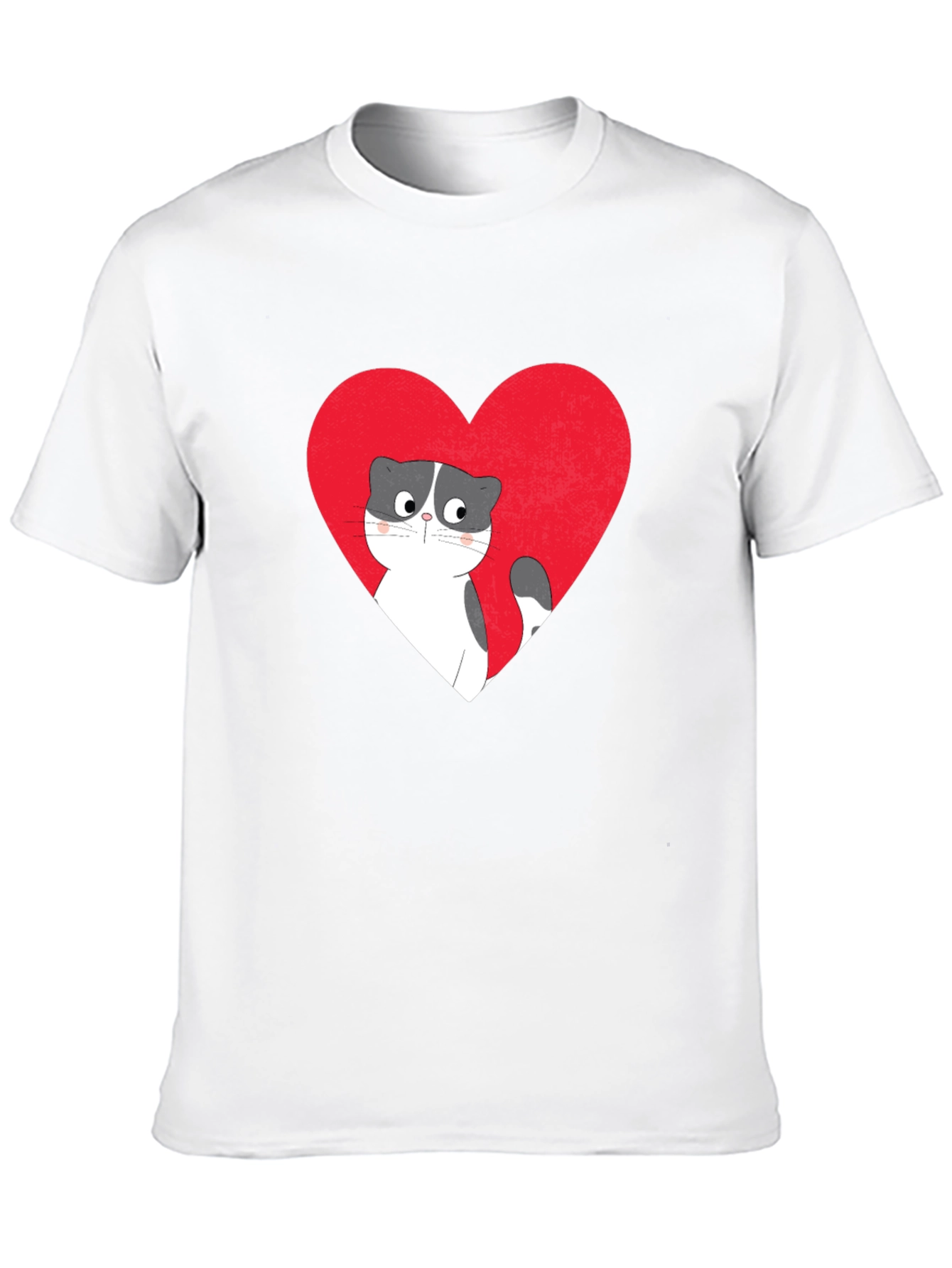 Heart Cat Graphic Tee - Black