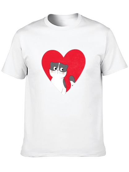Heart Cat Graphic Tee - Black