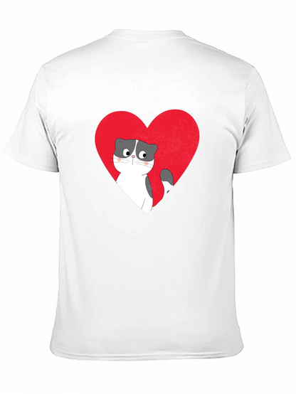 Heart Cat Graphic Tee - Black