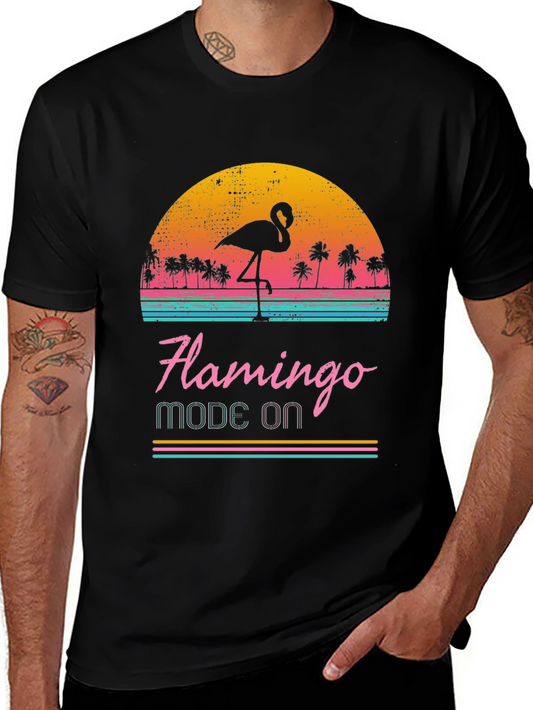 Retro Flamingo Mode On T-Shirt