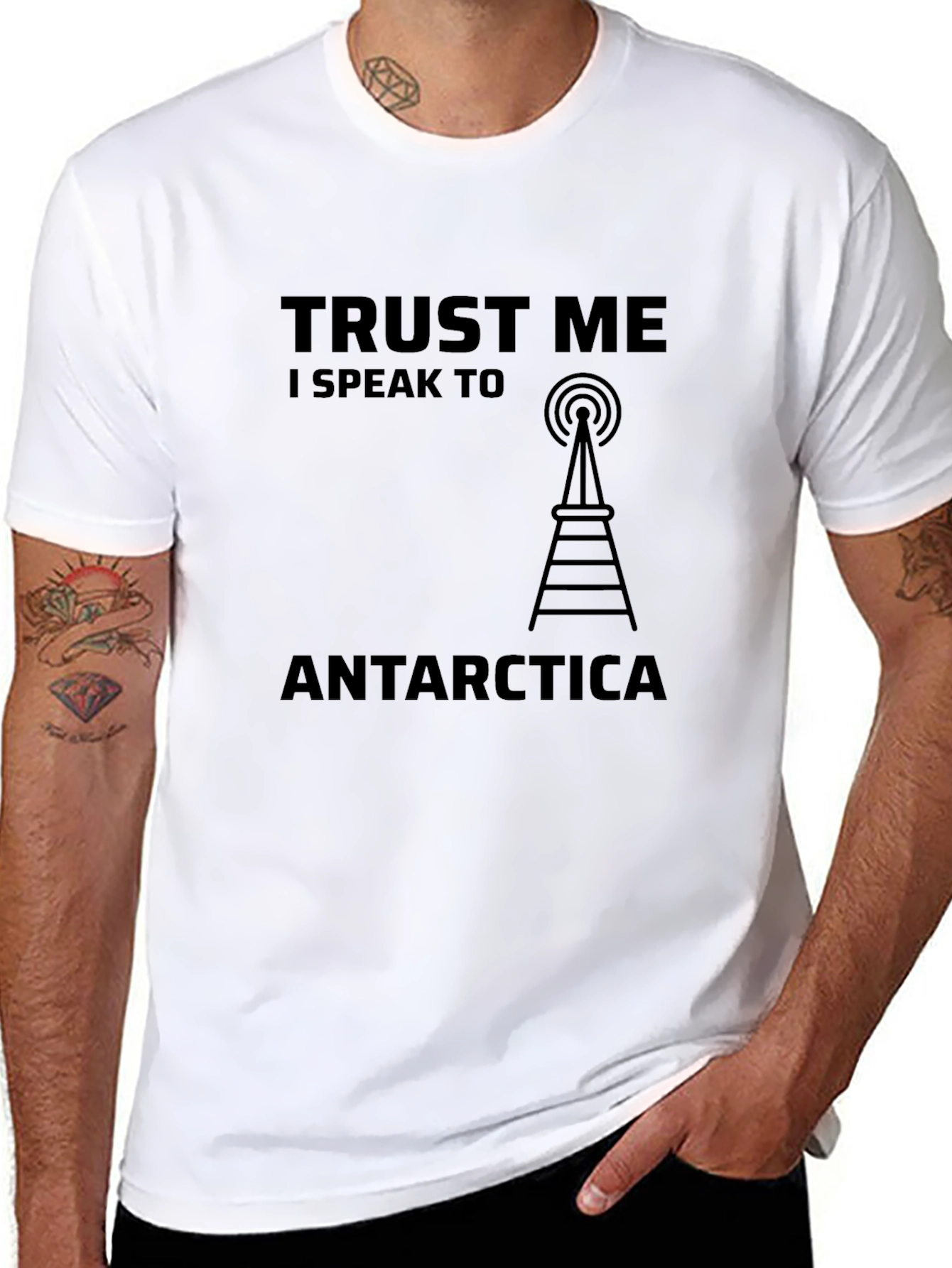 Trust Me I Speak to Antarctica Black T-Shirt