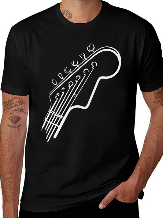 Guitar Headstock Graphic Tee - Black