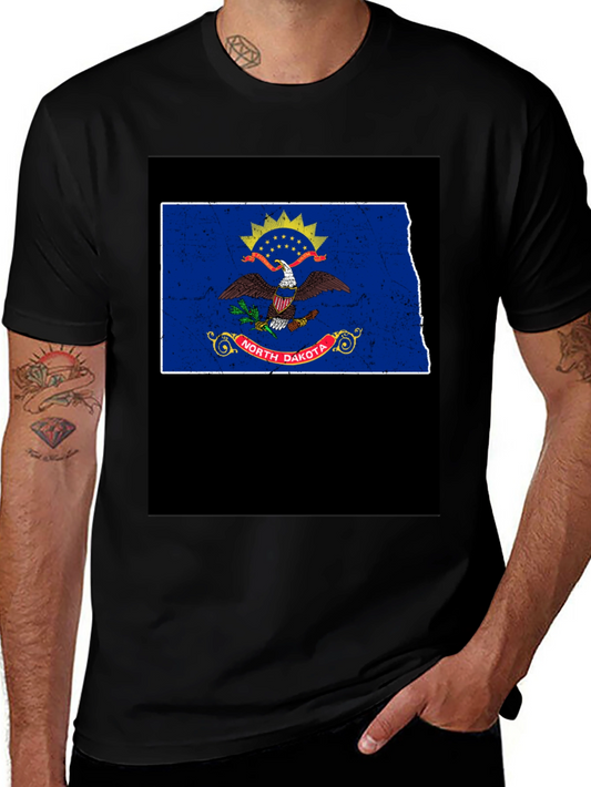 North Dakota Flag T-Shirt - Distressed Graphic Tee