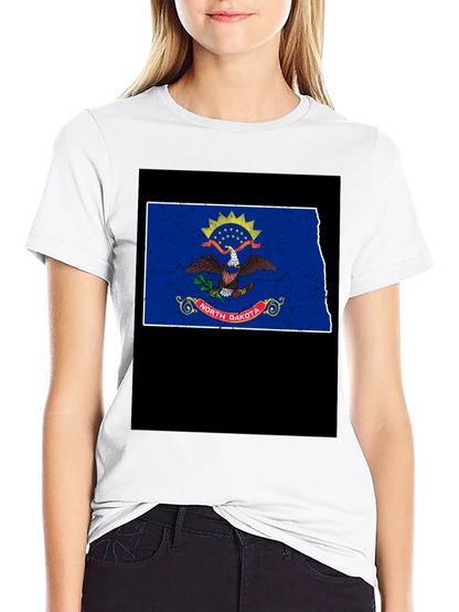 North Dakota Flag T-Shirt - Distressed Graphic Tee