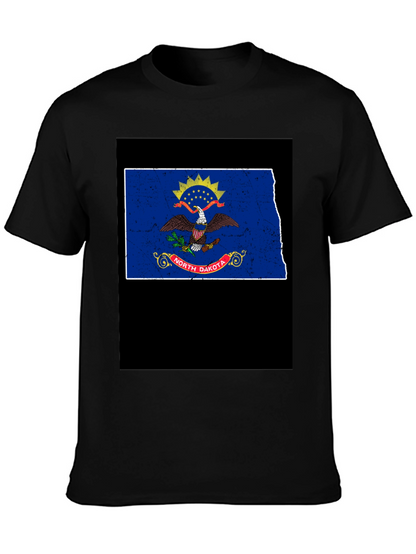North Dakota Flag T-Shirt - Distressed Graphic Tee