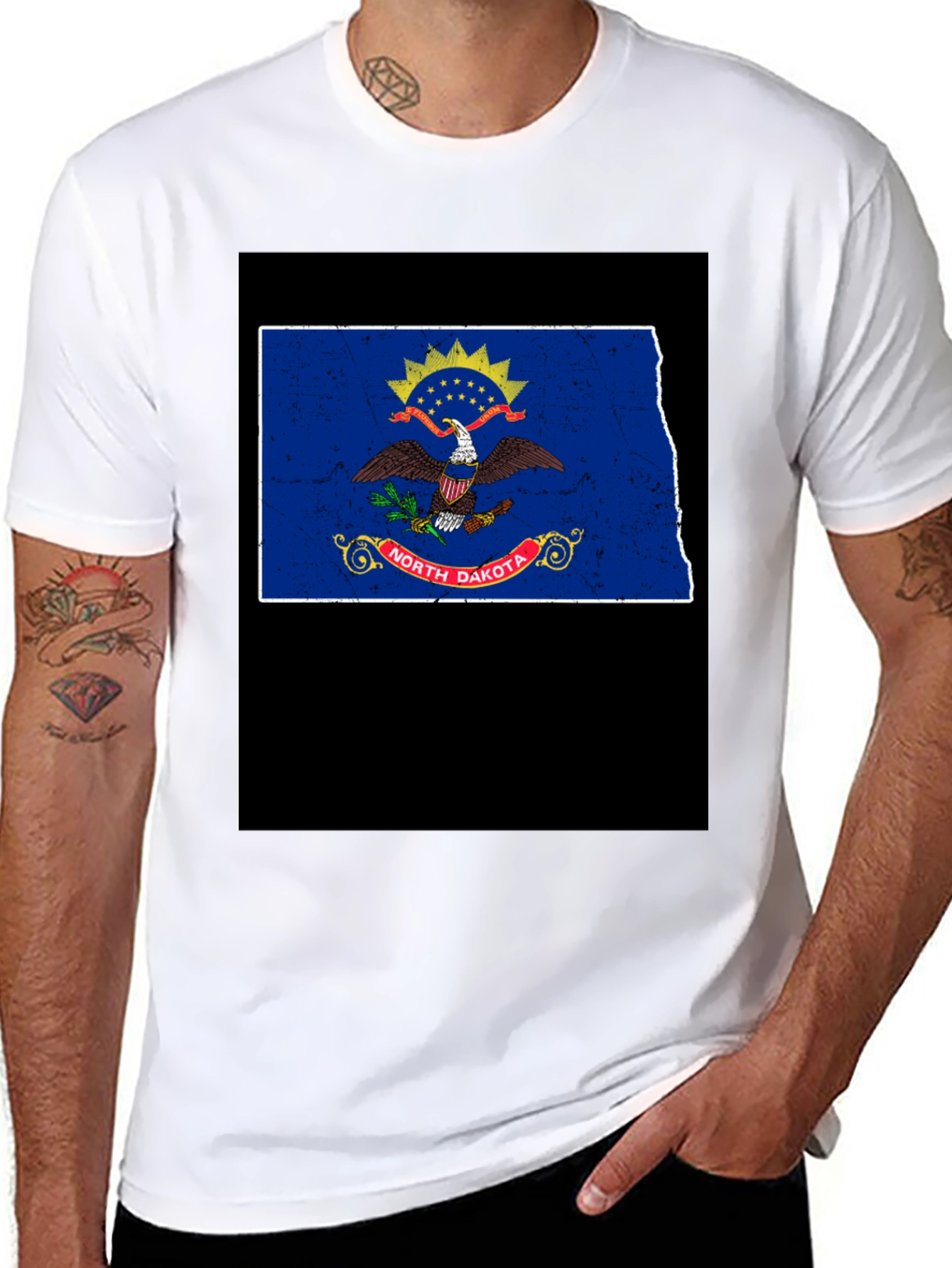 North Dakota Flag T-Shirt - Distressed Graphic Tee