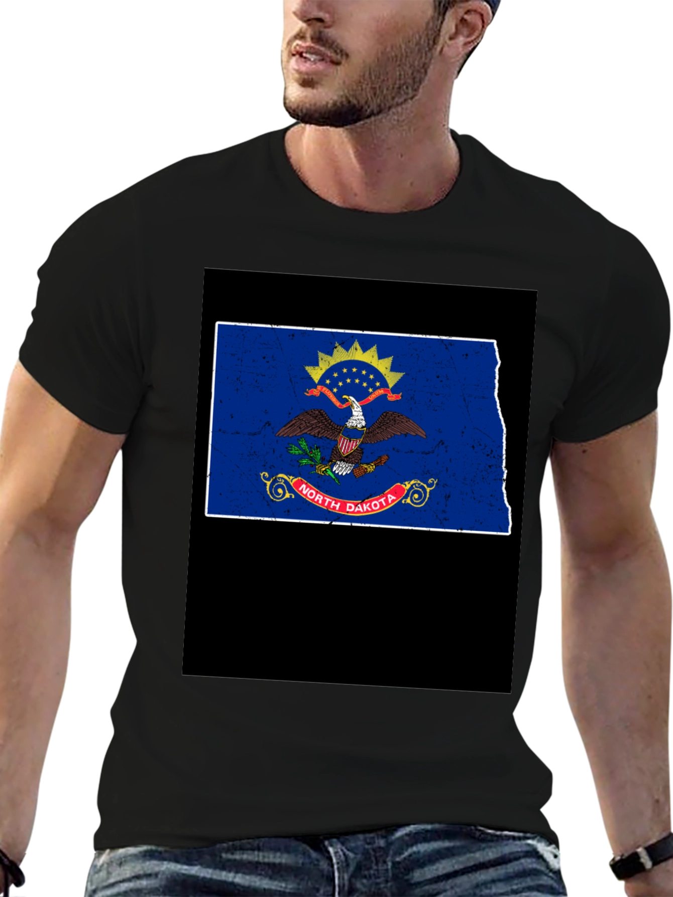 North Dakota Flag T-Shirt - Distressed Graphic Tee