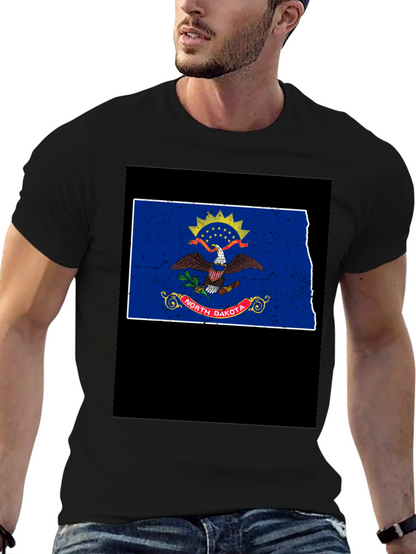North Dakota Flag T-Shirt - Distressed Graphic Tee