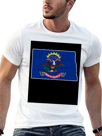North Dakota Flag T-Shirt - Distressed Graphic Tee