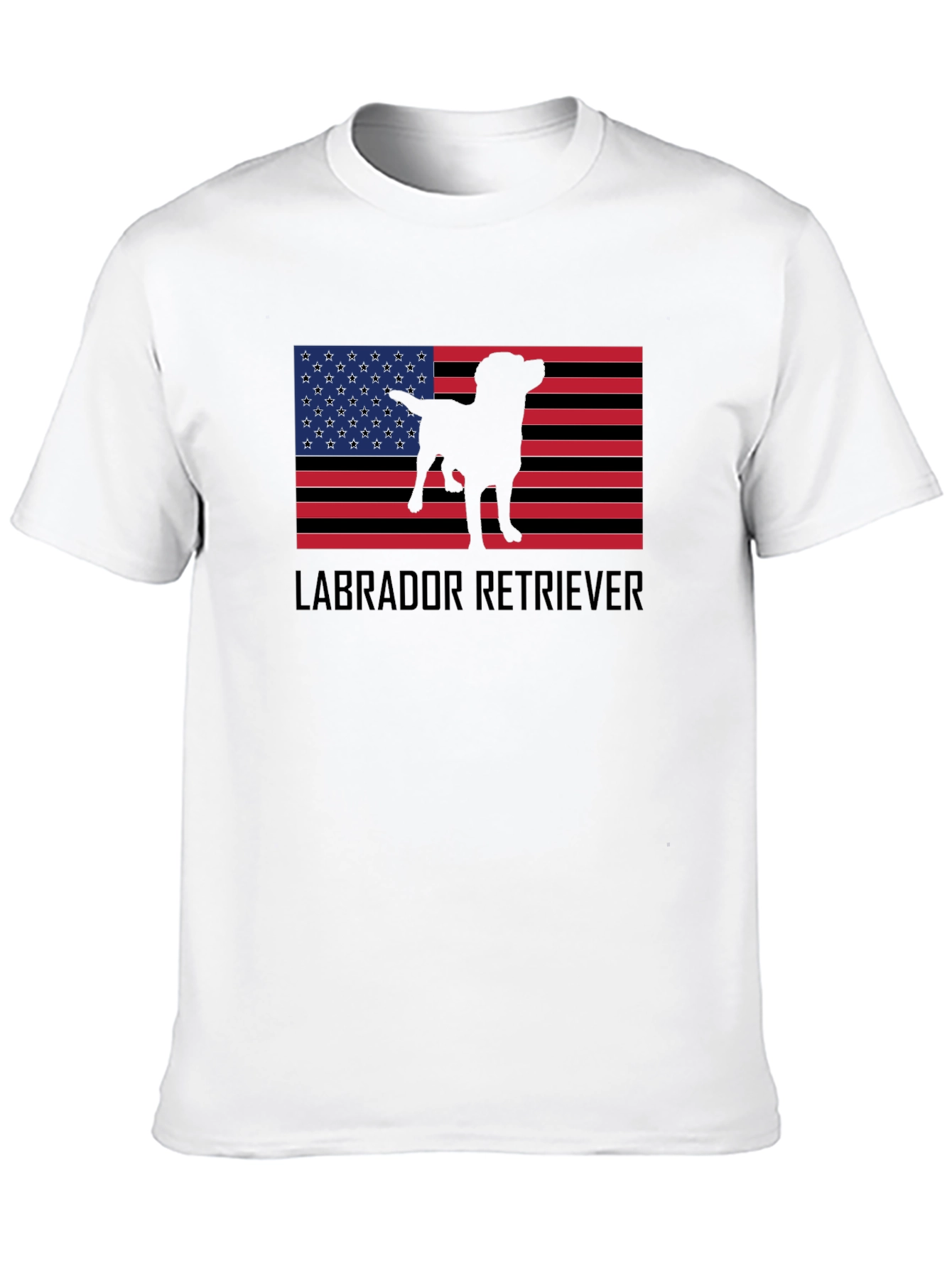 Labrador Retriever American Flag Black T-Shirt