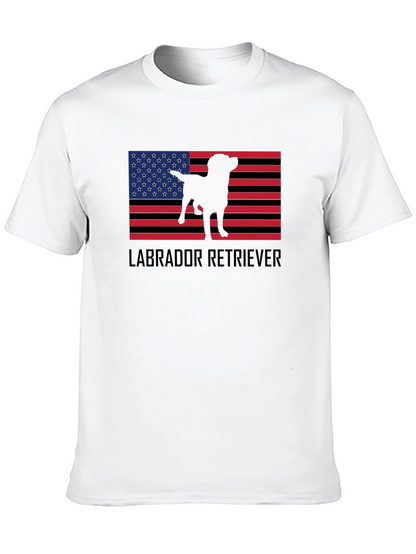 Labrador Retriever American Flag Black T-Shirt