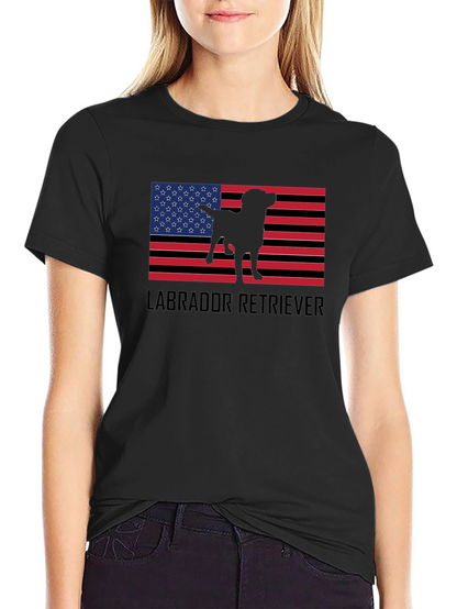 Labrador Retriever American Flag Black T-Shirt