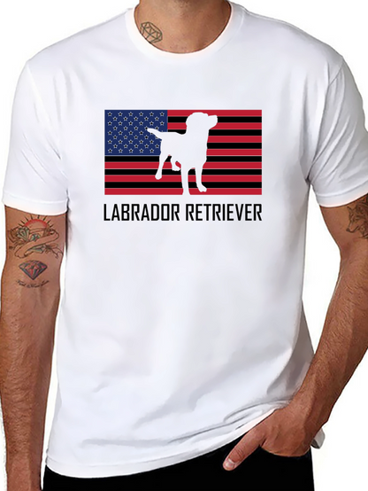 Labrador Retriever American Flag Black T-Shirt