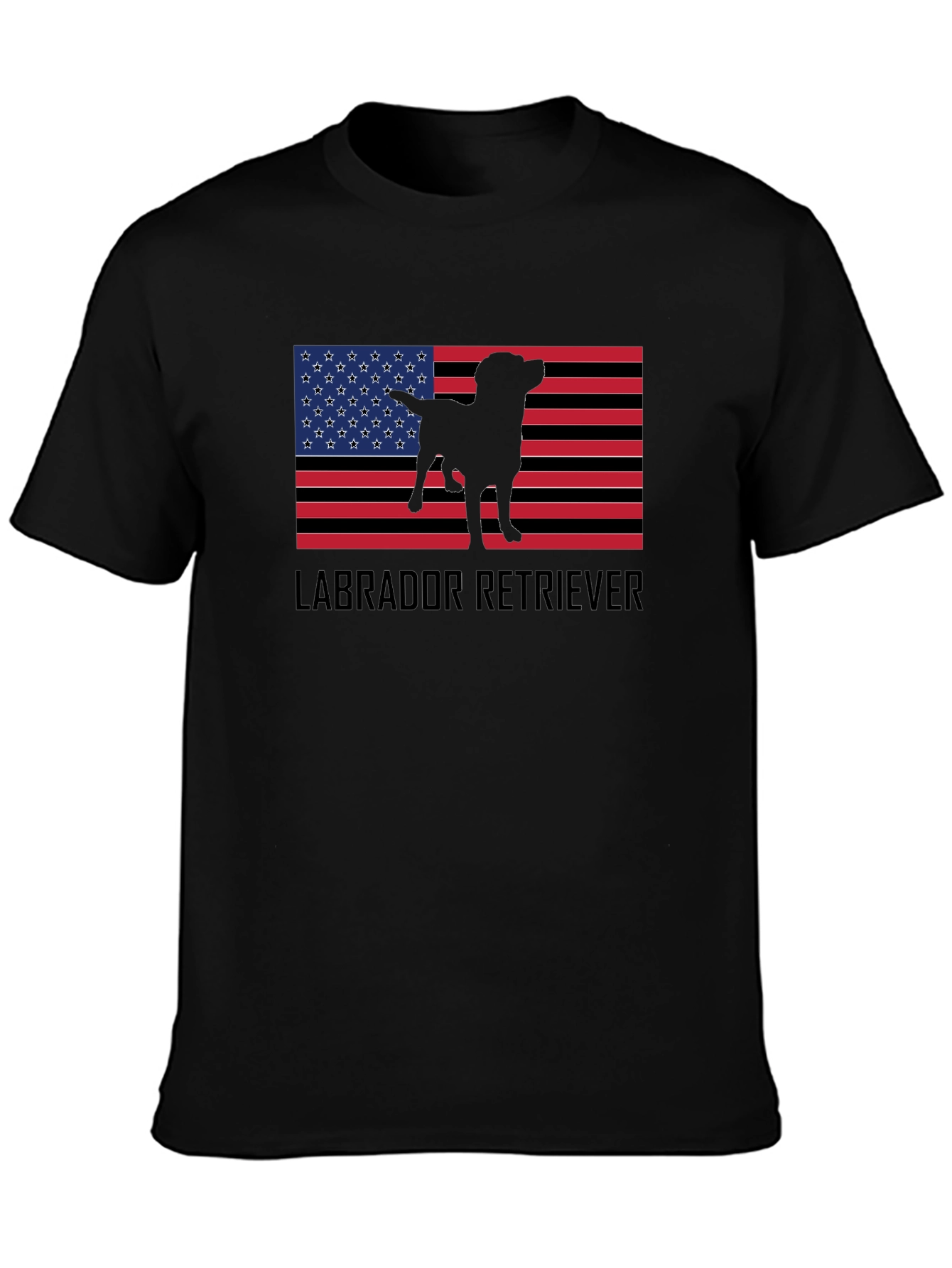 Labrador Retriever American Flag Black T-Shirt