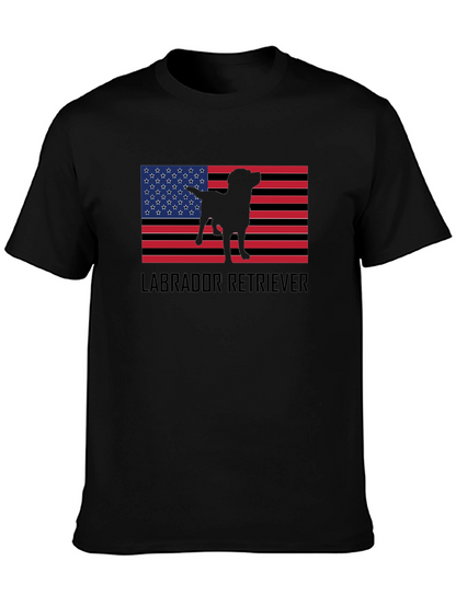 Labrador Retriever American Flag Black T-Shirt