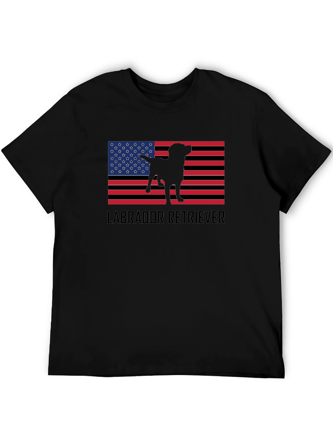 Labrador Retriever American Flag Black T-Shirt