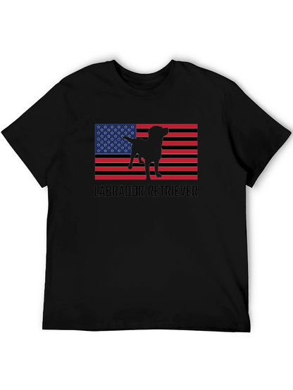 Labrador Retriever American Flag Black T-Shirt