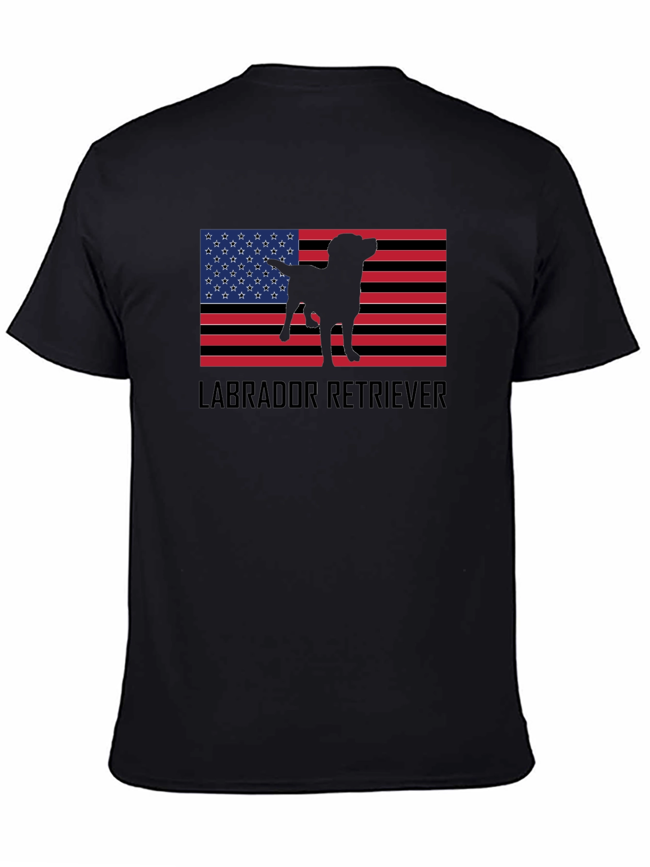 Labrador Retriever American Flag Black T-Shirt