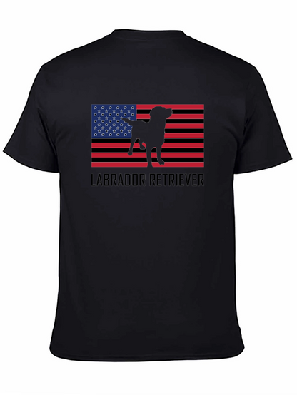 Labrador Retriever American Flag Black T-Shirt