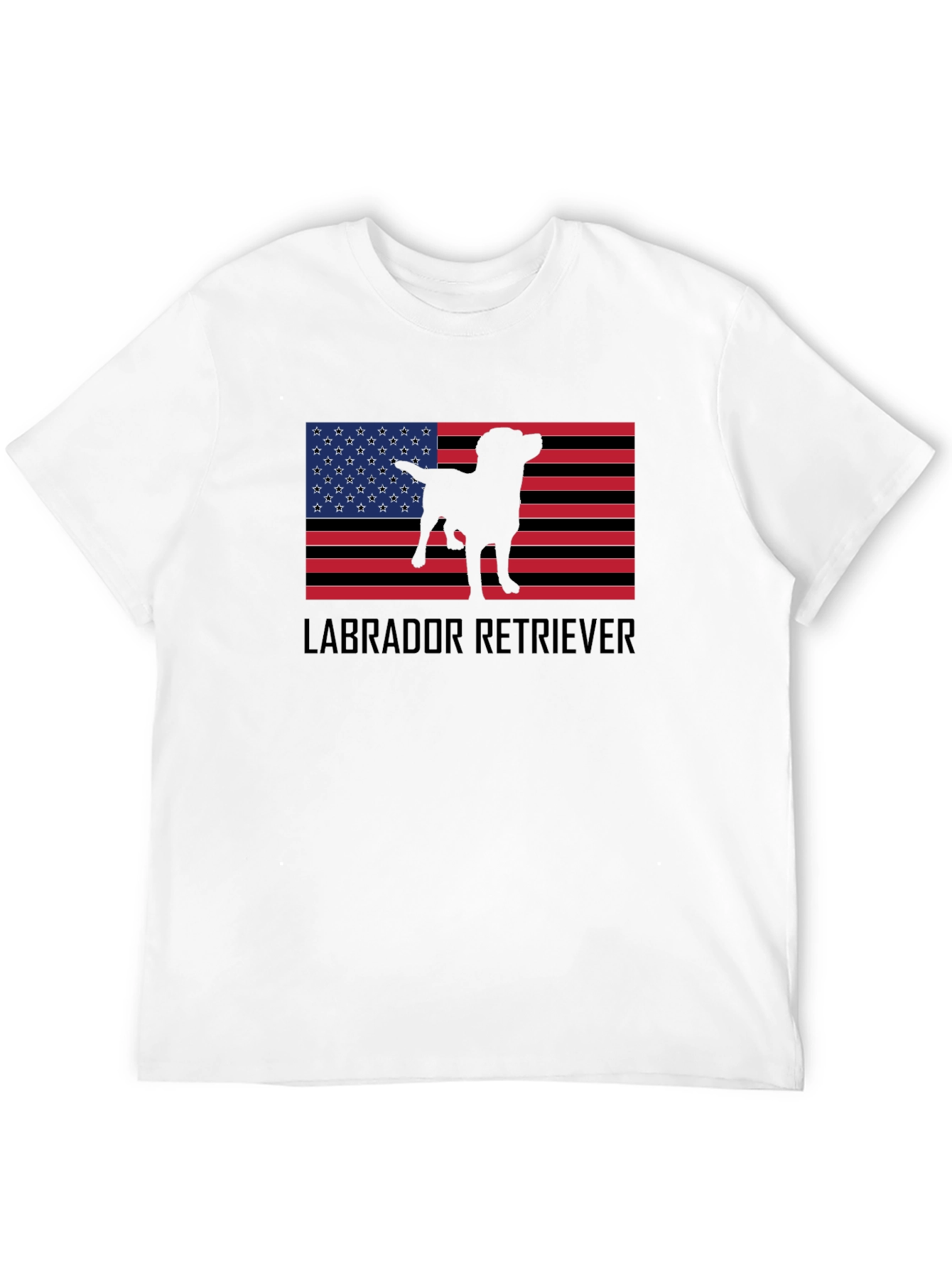 Labrador Retriever American Flag Black T-Shirt