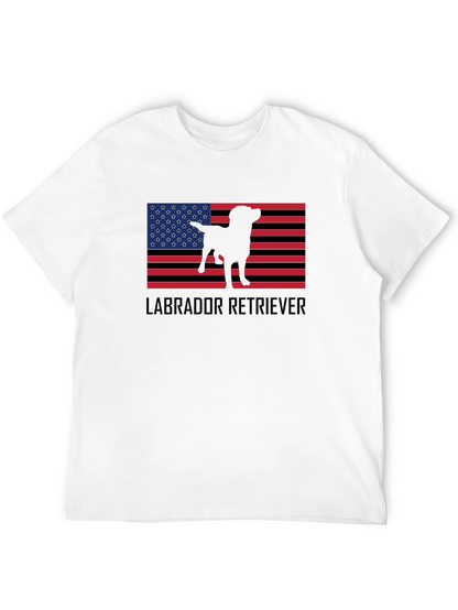 Labrador Retriever American Flag Black T-Shirt