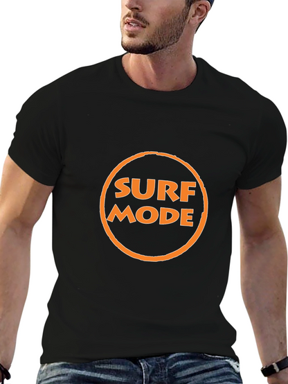 Surf Mode Graphic Tee - Black Cotton T-Shirt
