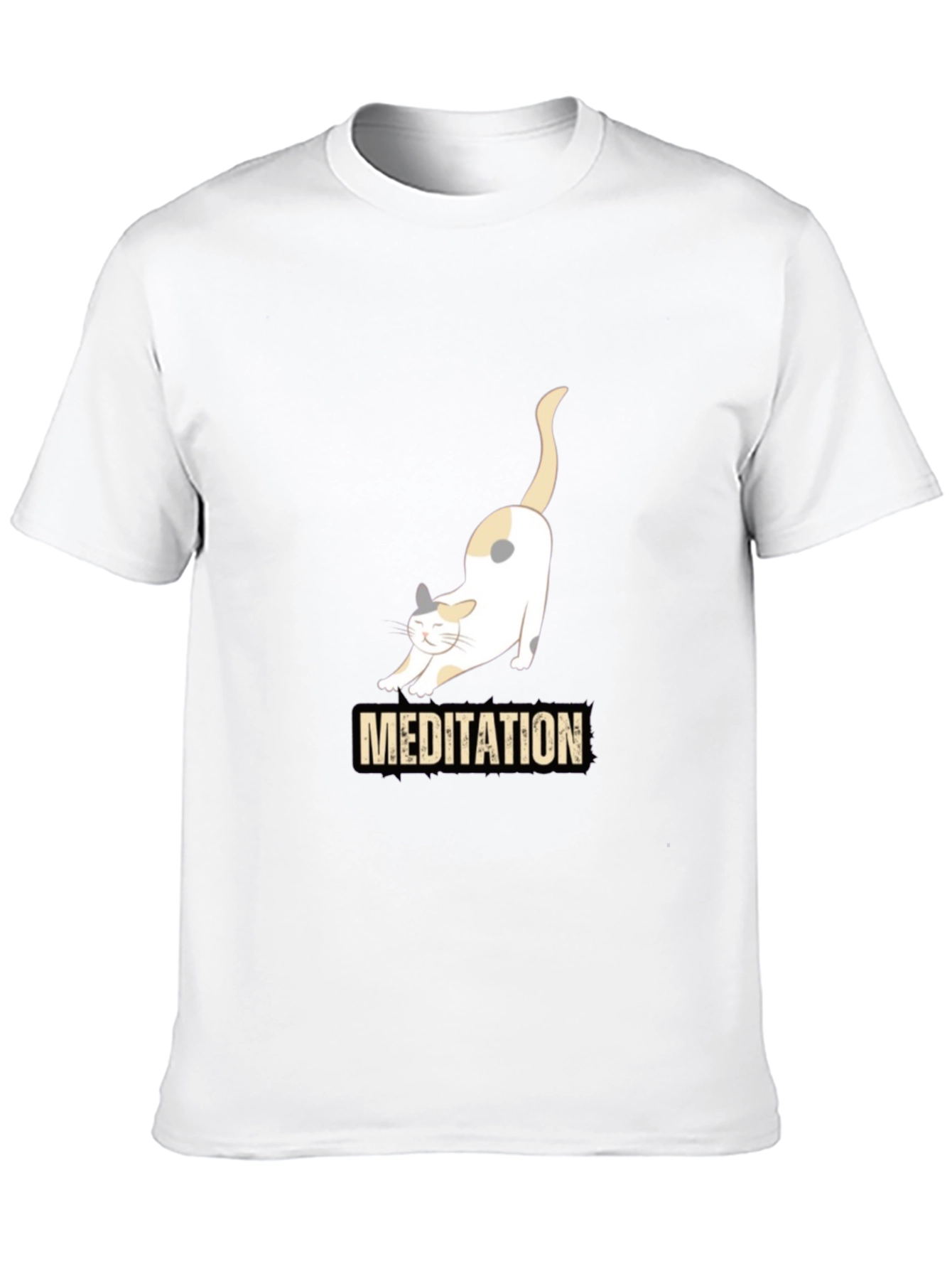 Meditating Cat Graphic T-Shirt - Black