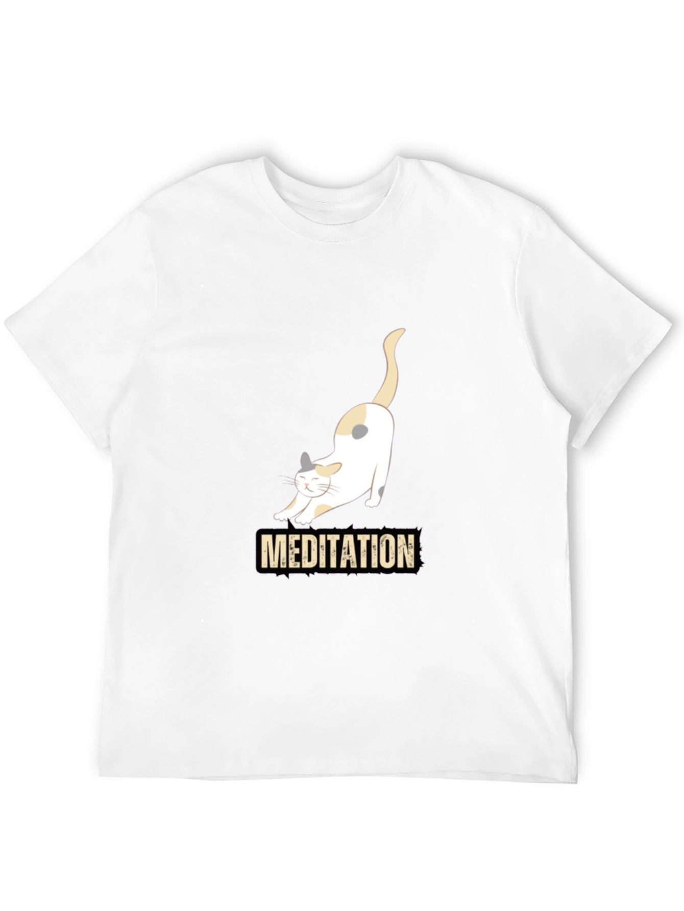 Meditating Cat Graphic T-Shirt - Black