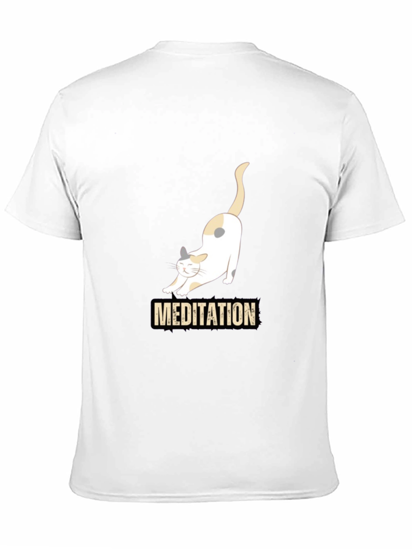 Meditating Cat Graphic T-Shirt - Black