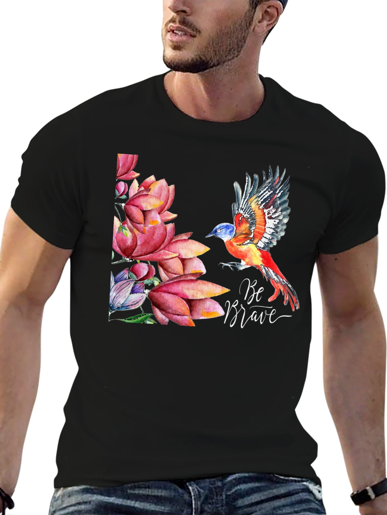 Be Brave Bird & Floral T-Shirt