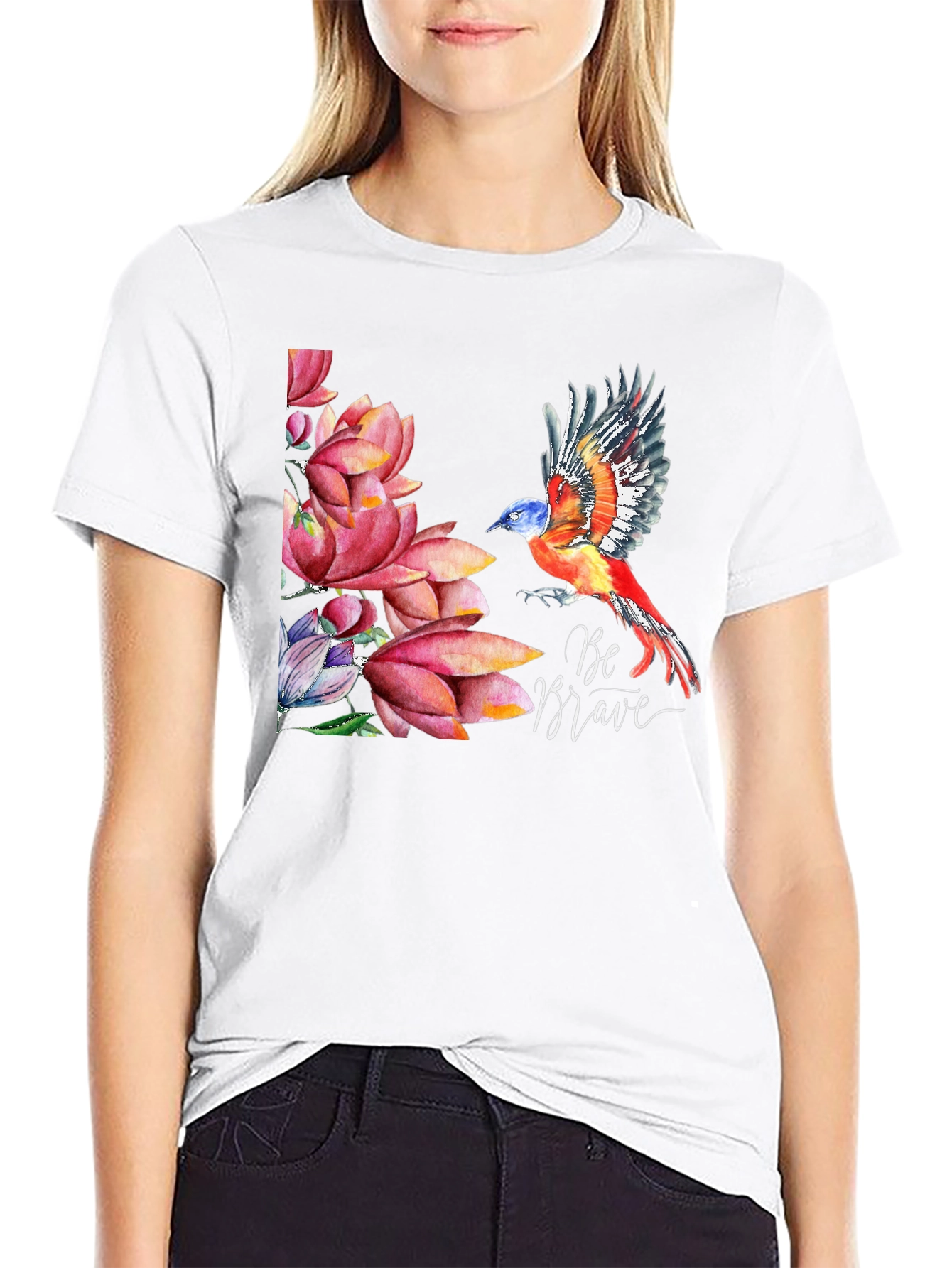 Be Brave Bird & Floral T-Shirt