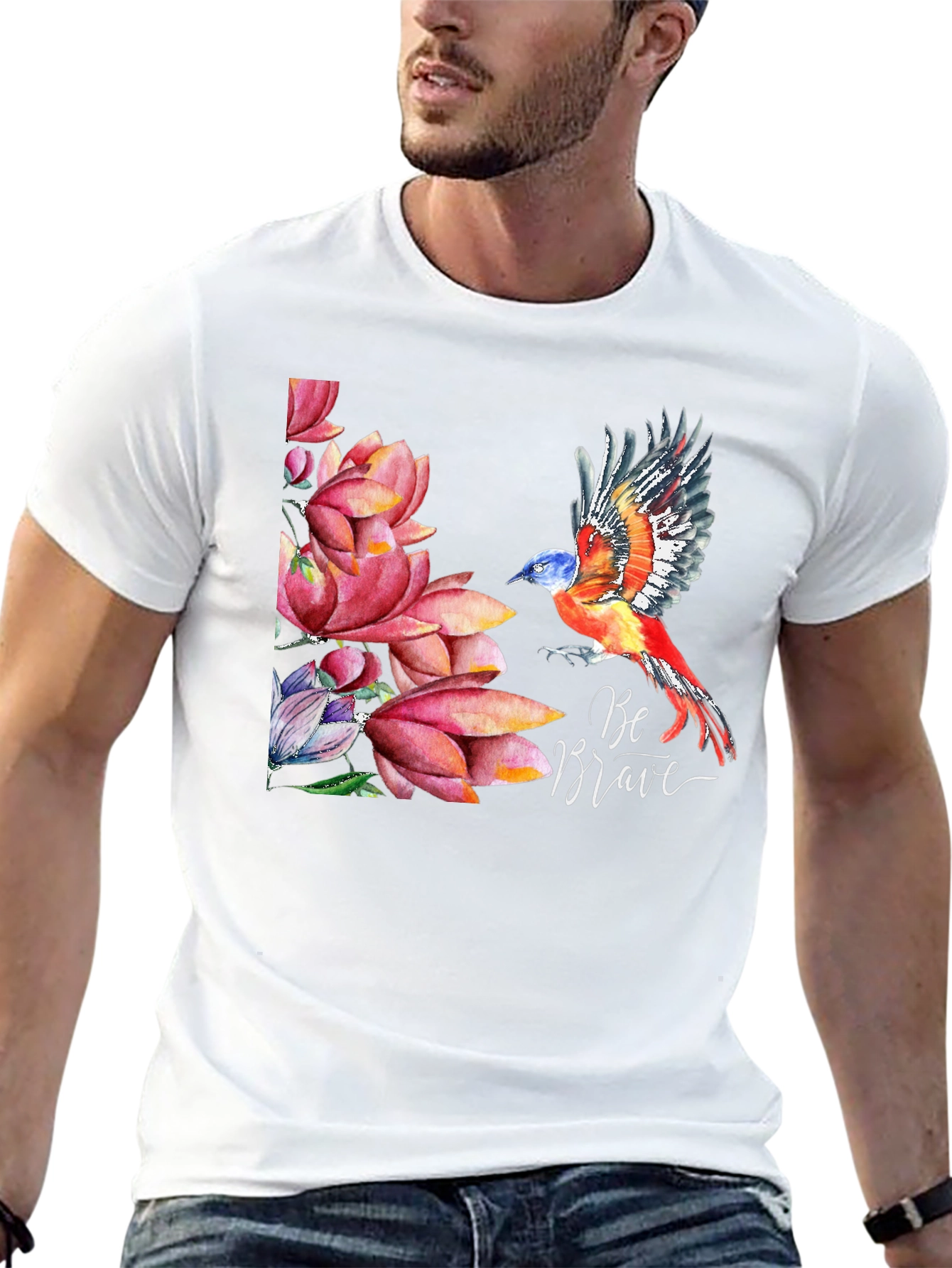 Be Brave Bird & Floral T-Shirt