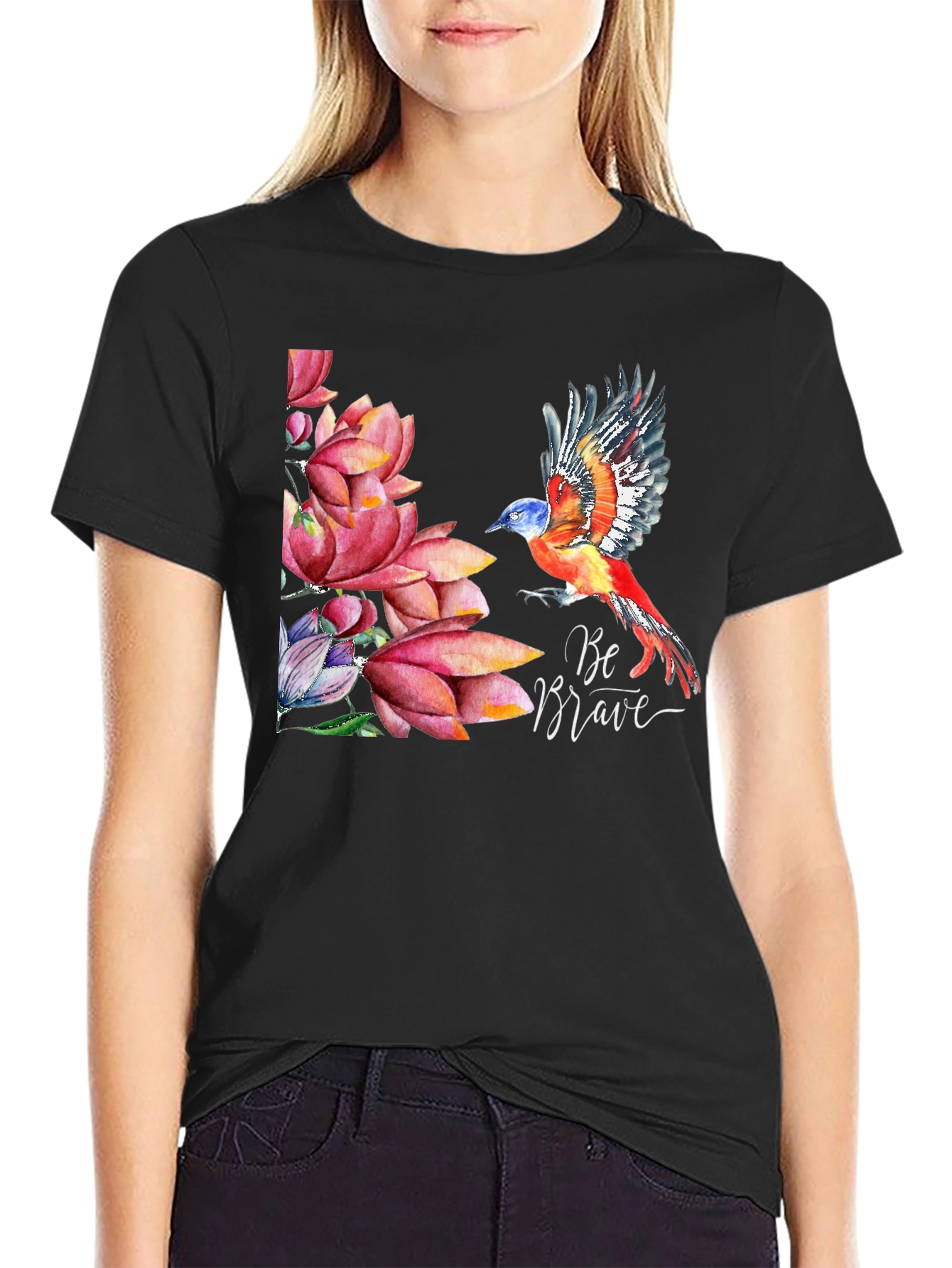Be Brave Bird & Floral T-Shirt