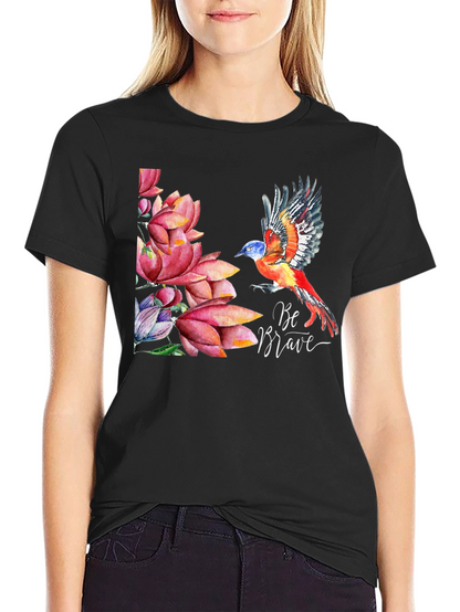 Be Brave Bird & Floral T-Shirt